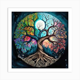 Tree, Colourful Art Print