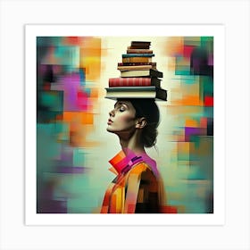 Dynamic Art of Knowledge and Feminine Grace Art Print