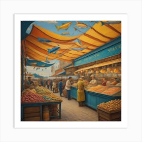 'Flying Fish Market' Art Print