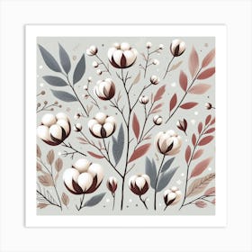 Cotton flowers branch 2 Art Print