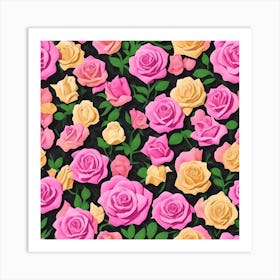 Roses Seamless Pattern Art Print