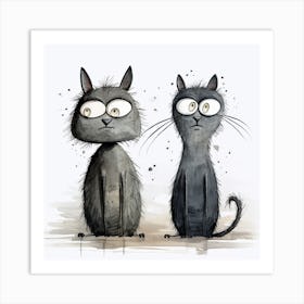 Two Cats Punctuated Caricature Art Print