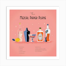 Mezcal Paper Plane Cocktail – Art Print Art Print