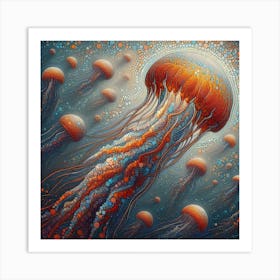 Shoal of jellyfish 3 Art Print