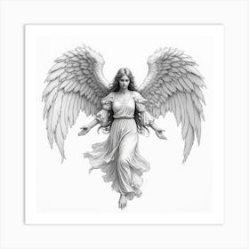 Black And White Angel Poster