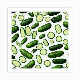 Cucumbers On A White Background 7 Art Print