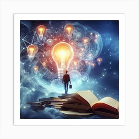 Man Standing In Front Of An Open Book Art Print