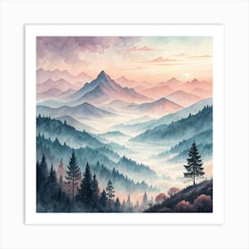 Sunrise In The Mountains Art Print