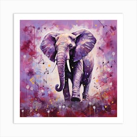 Elephant - Music Notes Art Print