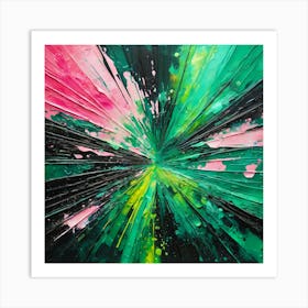 Abstract Pink Green Painting 2 Art Print