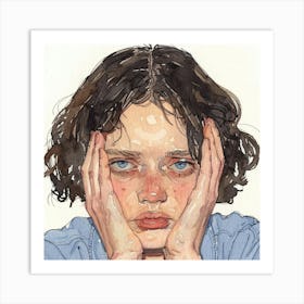 Portrait Of A Sad Girl 2 Art Print