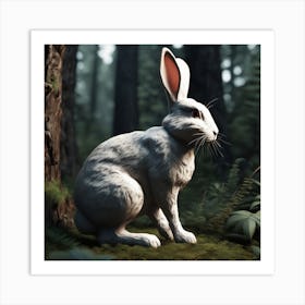 White Rabbit In The Forest 12 Art Print