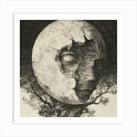 Moon In The Tree Art Print