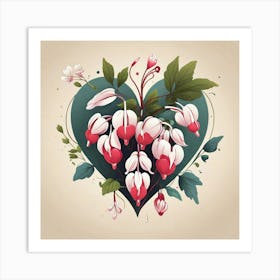 Flowers of Bleeding heart, Vector art 1 Art Print