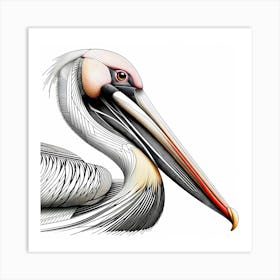 Pelican - Abstract Line Art Illustration 136 Art Print