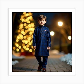 Boy In Blue Kurta 1 Art Print