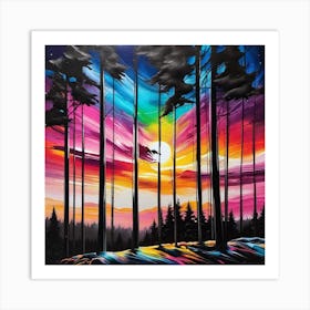 Sunset In The Woods 2 Art Print