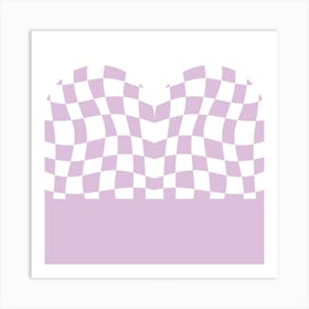 Purple Checkered Vintage Pattern Art Print