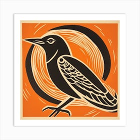 Retro Bird Lithograph Robin 1 Art Print