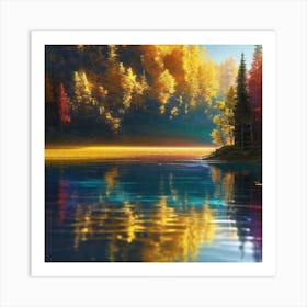 Autumn Trees In A Lake 1 Art Print