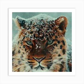 Leopard In Snow Art Print