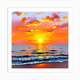 Sunset On The Beach Art Print