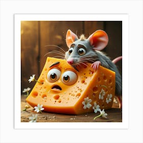 Cheese Rat Cute Wall Decoration Art Print