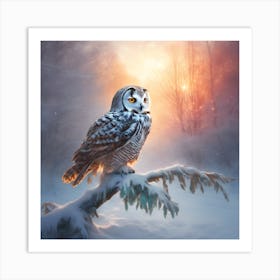 Owl in Evening Sunlight Art Print