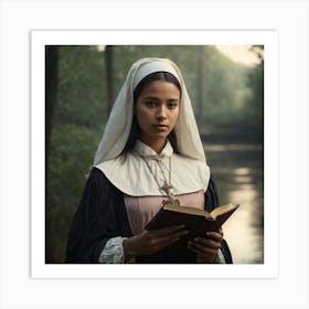 beautiful maid barique renaissance swamp nun girl holding a book #3 Art Print