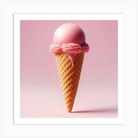 Pink Ice Cream Cone Art Print