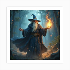 A Wizard Casting A Spell With Swirling Magical Energy Around Him 1 Art Print