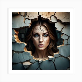 Woman In A Cracked Wall 2 Art Print