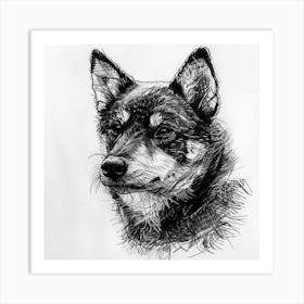  Finnish Spitz Dog Line Sketch 3 Art Print