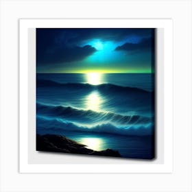 Moonlight Over The Ocean 6 Art Print