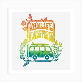 Vanlife Rainbow hippy vibes Art Print