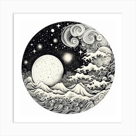 Moon And Stars 3 Art Print