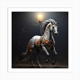 Horse With Light Bulb Art Print