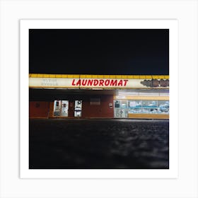 Laundromat At Night Art Print