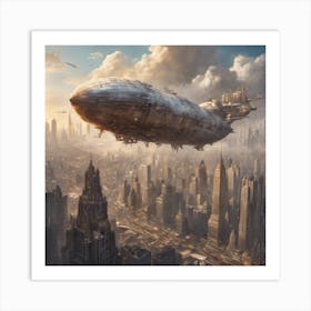 70169 Massive Airship Floating Above A Sprawling Metropo Xl 1024 V1 0 Art Print