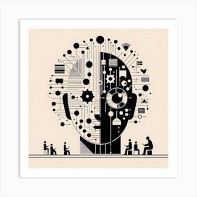 Head With A Computer Art Print