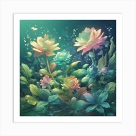 Iillustration, Fantasy Flowers Splash Art Print