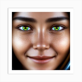 Portrait Of A Woman With Green Eyes Art Print