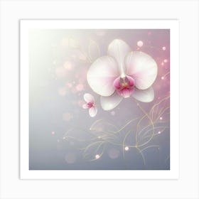 Orchid Flower On A Gray Background Art Print