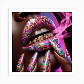 Sexy Lips And Nails Art Print