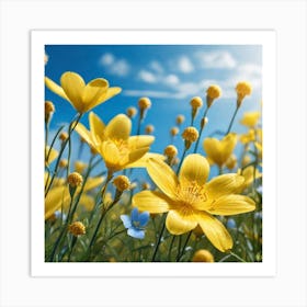 Yellow Flowers In A Field 38 Art Print