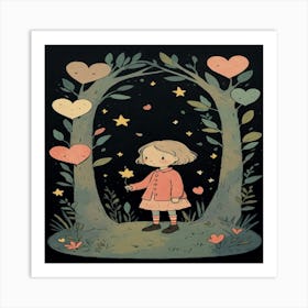 Little Girl In The Forest Art Print