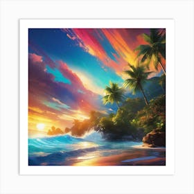 Sunset At The Beach 43 Art Print