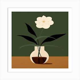 White Flower In A Vase Art Print