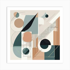 Geometric abstract art in a minimalist style, with clean lines and muted tones Art Print