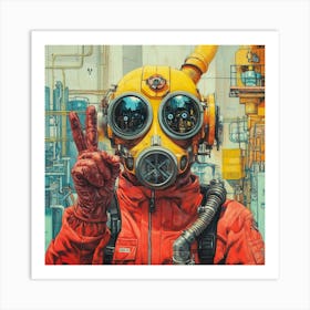 'Gas Mask' Peace Sign Art Print